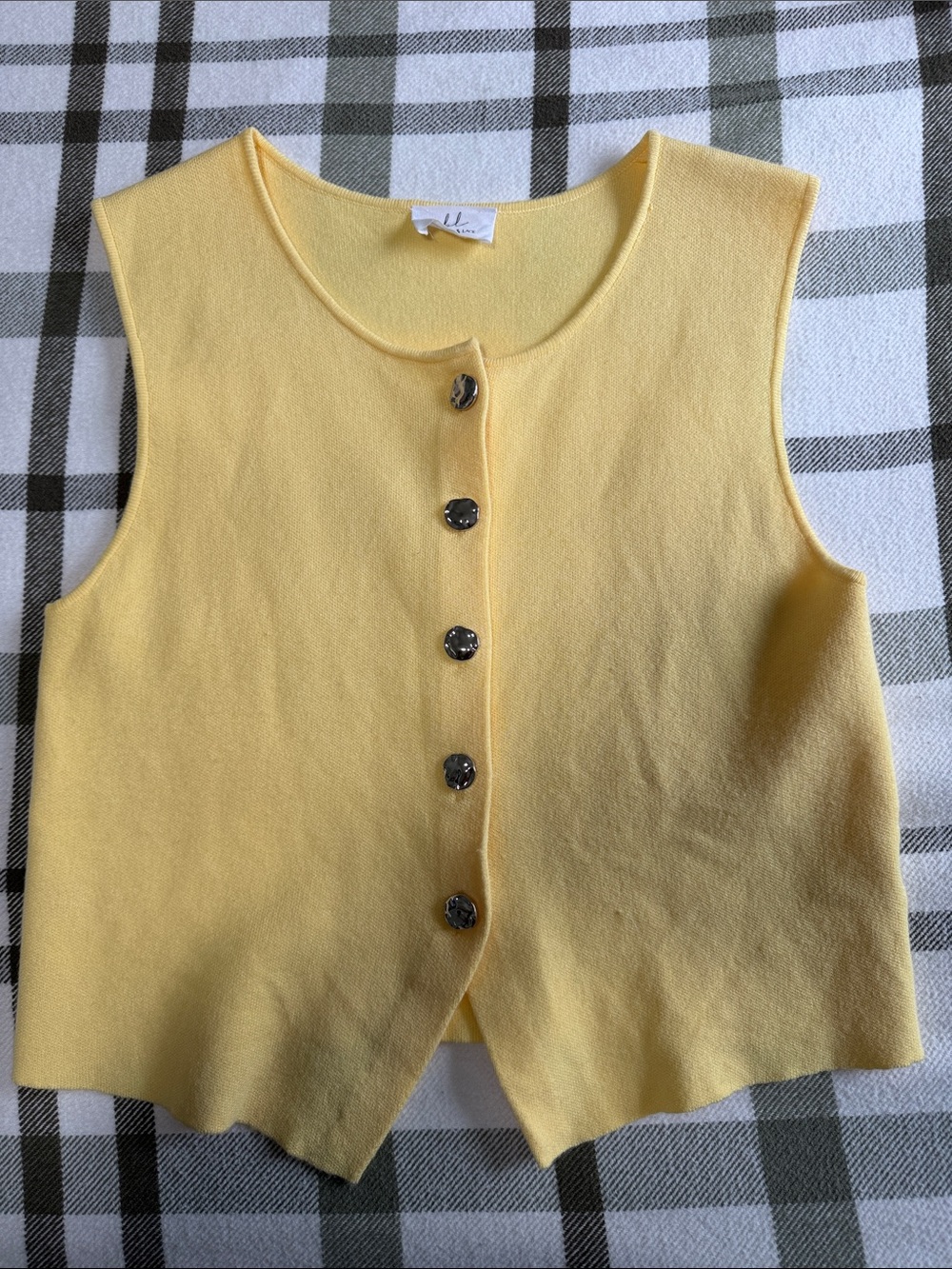 Yellow Knit Button-Front Kids Vest by Unbranded
